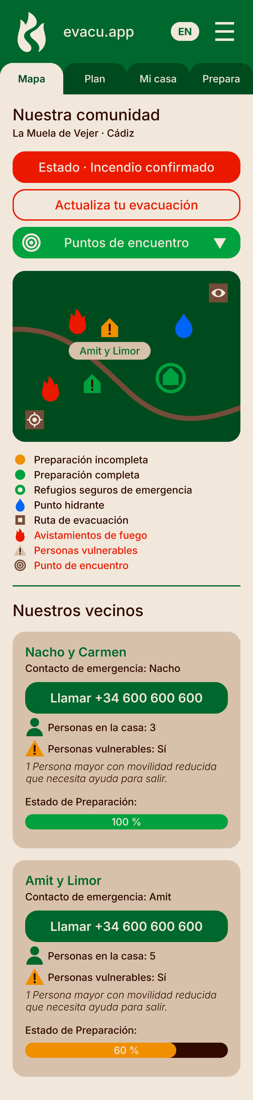 Vista de la app evacu.app